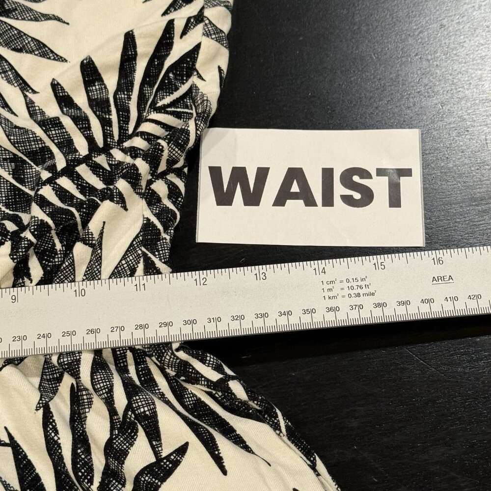 C&C California sz S Palm Leaf Print Halter Tropical Maxi Dress Black White - Picture 9 of 9